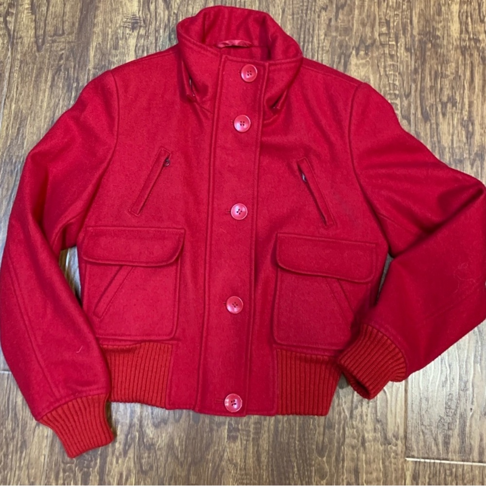 New York and Co. red cropped winter jacket size 4